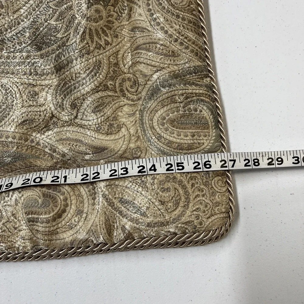 Croscill Standard Pillow Sham Set Gold Green Paisley Scroll Braided Trim Classic
